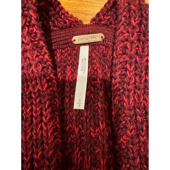 Free People High Hopes Burgundy Marled Drop Shoulder Open Cardigan Size Small - Picture 8 of 9